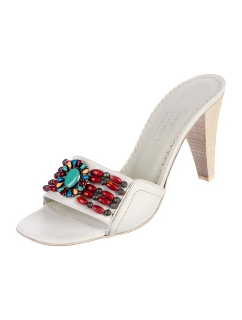 Donald Pliner Leather Floral Print Slides