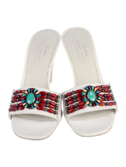 Donald Pliner Leather Floral Print Slides