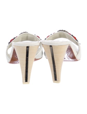 Donald Pliner Leather Floral Print Slides