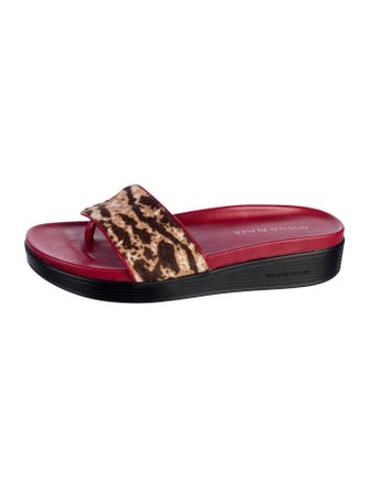Donald Pliner Leather Animal Print Slides