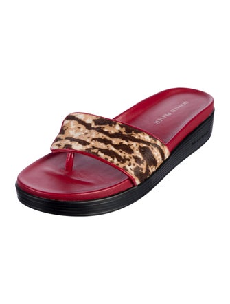 Donald Pliner Leather Animal Print Slides