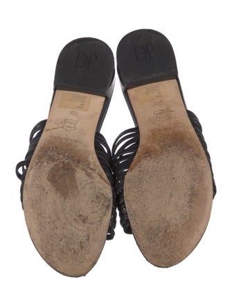 Donald Pliner Leather Leather Trim Embellishment Slides