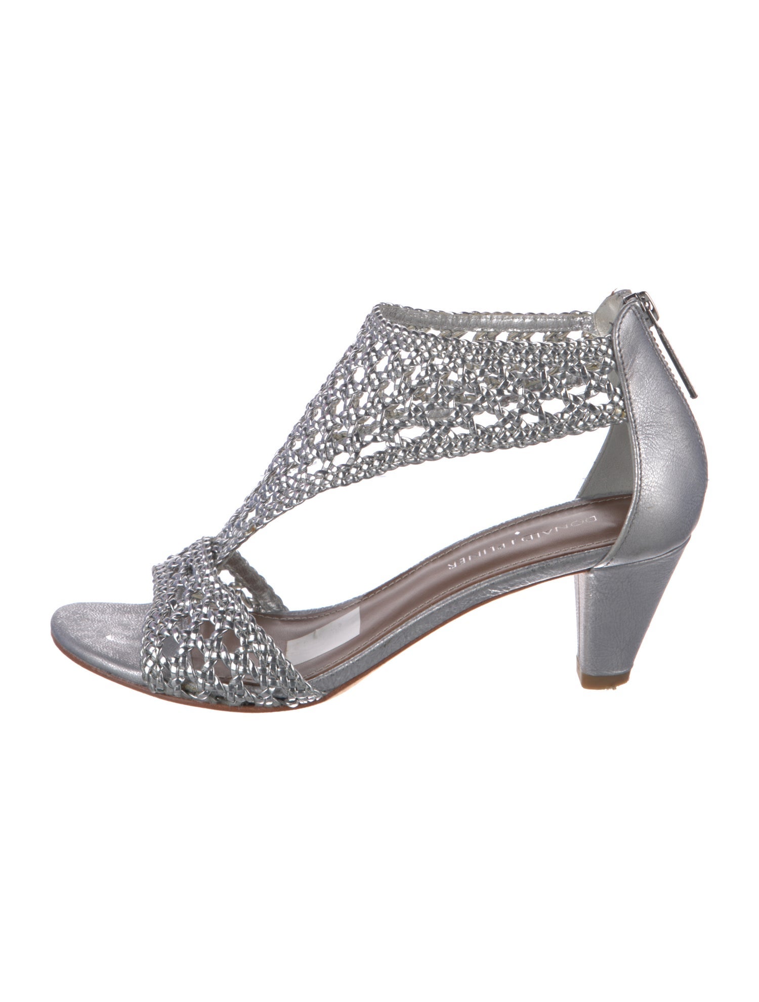 Donald Pliner Leather Braided Accents T-Strap Sandals