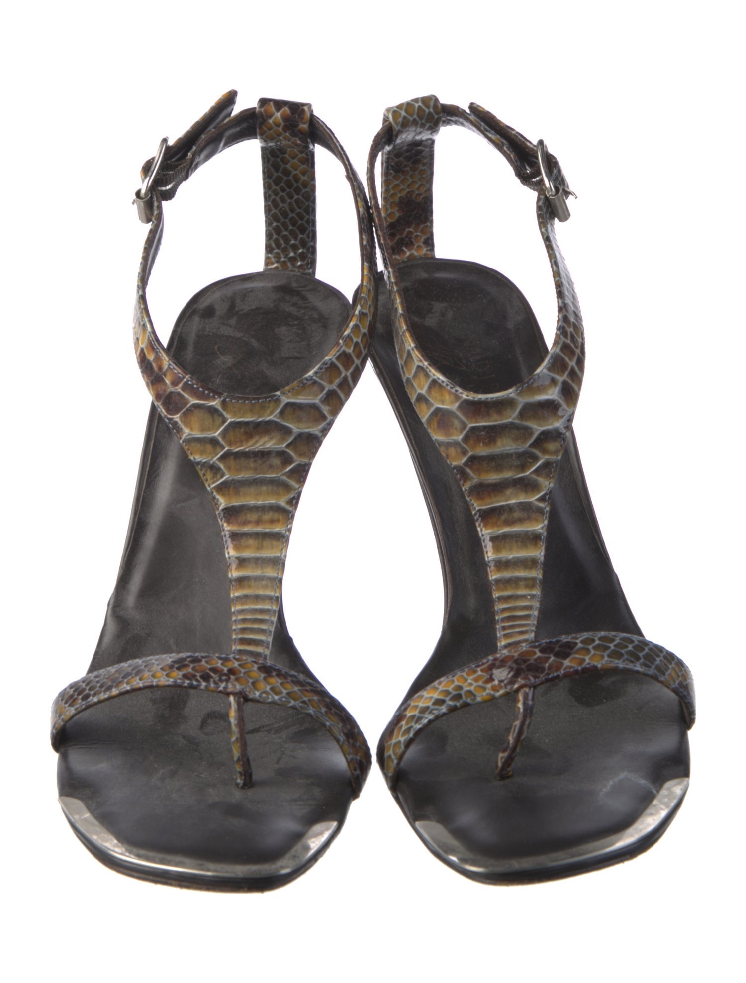 Donald Pliner Patent Leather T-Strap Sandals