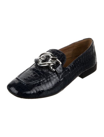 Donald Pliner Patent Leather Chain-Link Accents Loafers