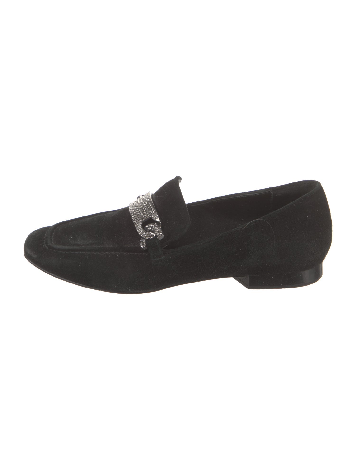 Donald Pliner Suede Crystal Embellishments Loafers