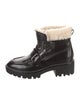 Donald Pliner Leather Faux Fur Trim Combat Boots
