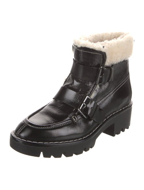 Donald Pliner Leather Faux Fur Trim Combat Boots