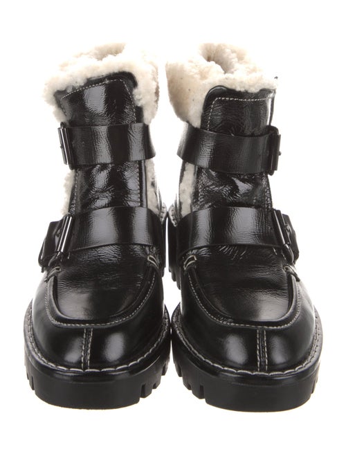 Donald Pliner Leather Faux Fur Trim Combat Boots