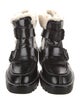 Donald Pliner Leather Faux Fur Trim Combat Boots