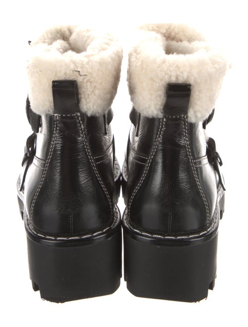 Donald Pliner Leather Faux Fur Trim Combat Boots