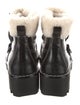 Donald Pliner Leather Faux Fur Trim Combat Boots