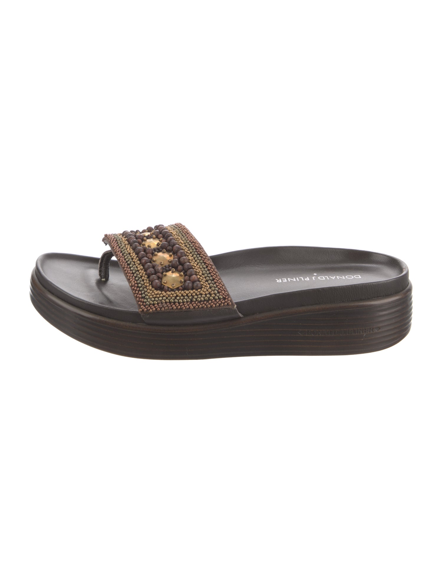 Donald Pliner Leather Beaded Accents Slides