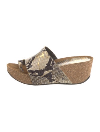 Donald Pliner Embossed Leather Animal Print Slides