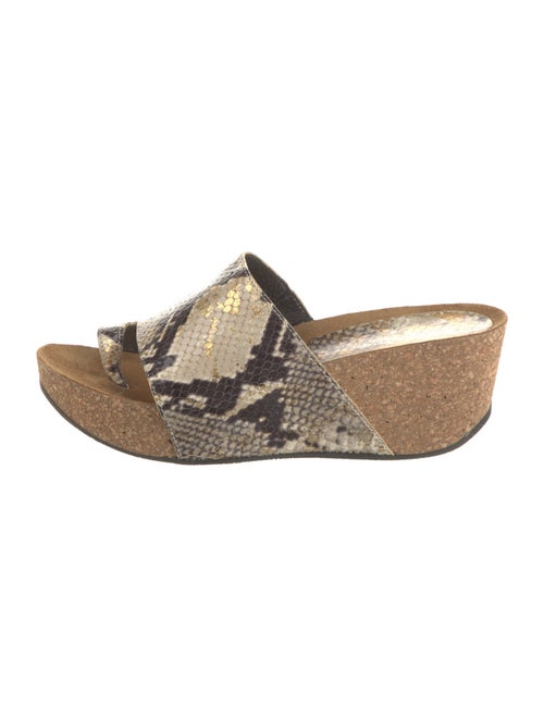 Donald Pliner Embossed Leather Animal Print Slides