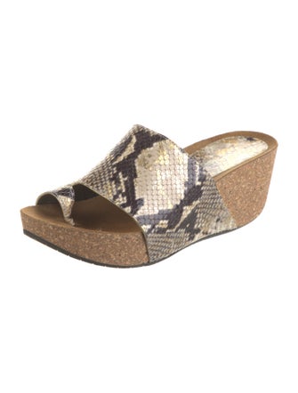 Donald Pliner Embossed Leather Animal Print Slides