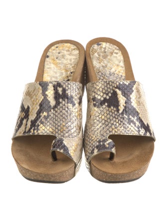 Donald Pliner Embossed Leather Animal Print Slides