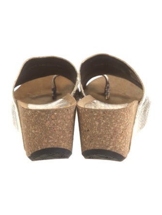 Donald Pliner Embossed Leather Animal Print Slides