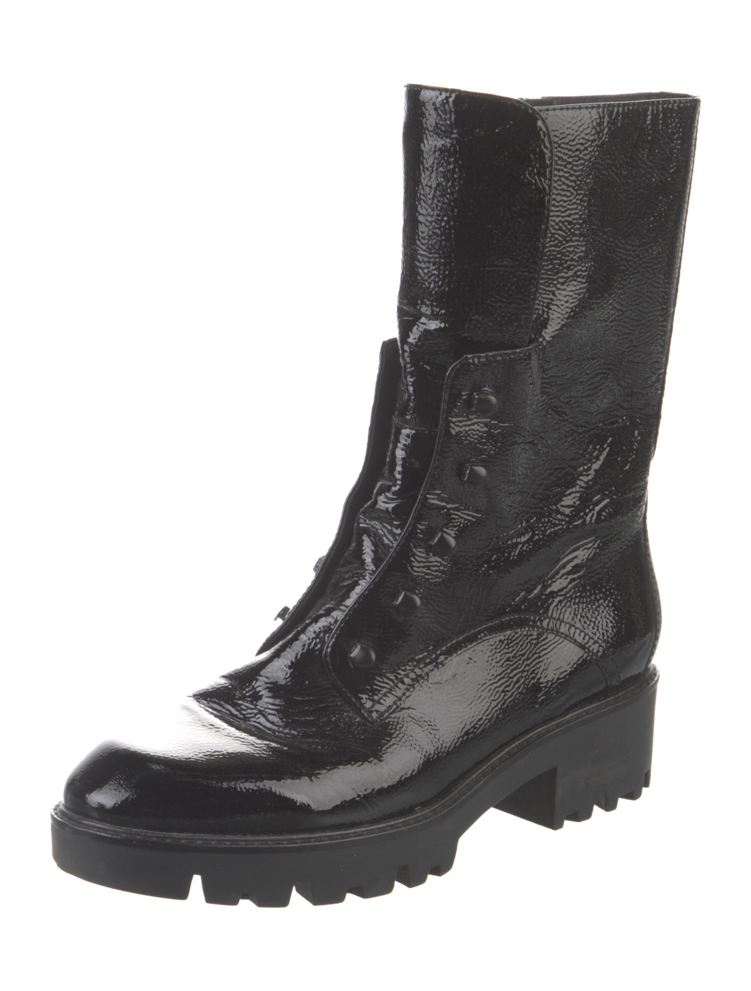 Donald Pliner Patent Leather Combat Boots