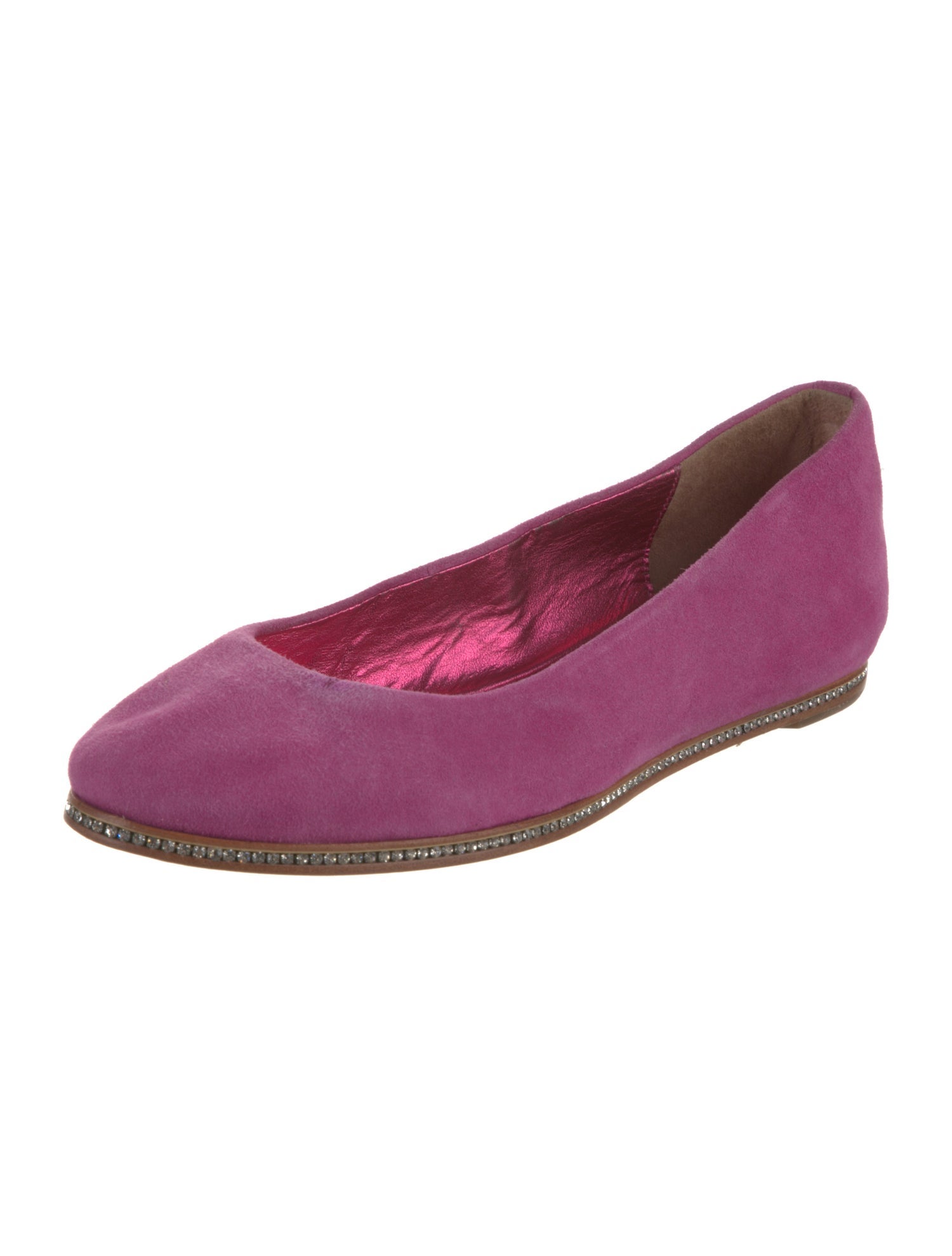 Donald Pliner Suede Crystal Embellishments Ballet Flats