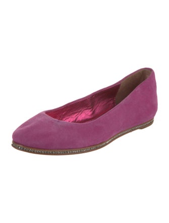 Donald Pliner Suede Crystal Embellishments Ballet Flats