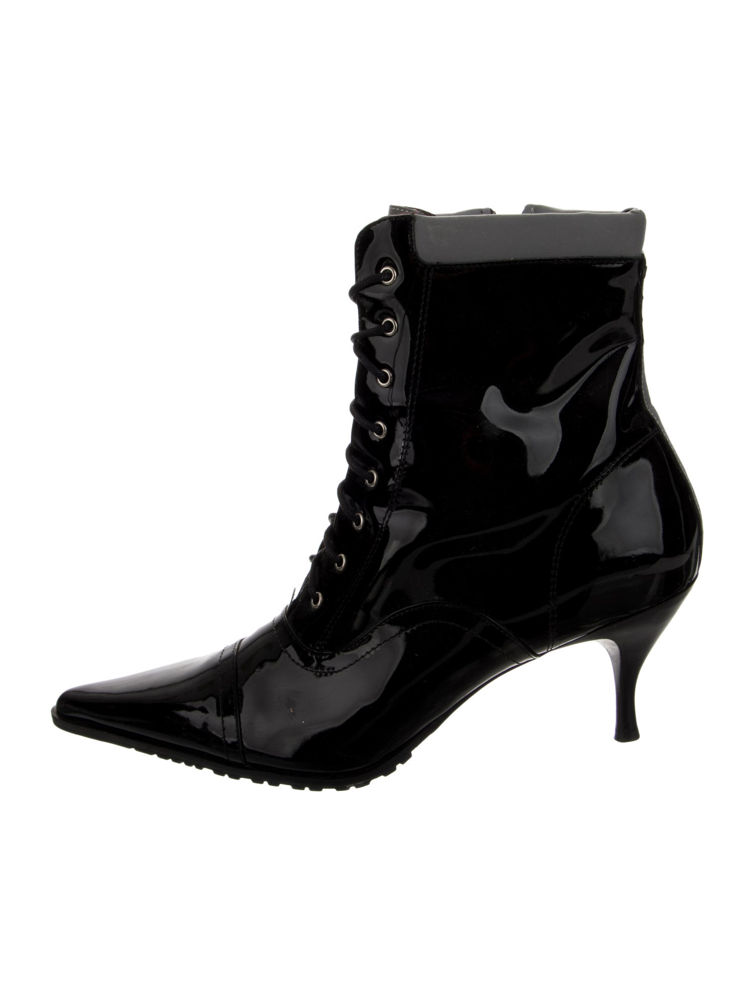 Donald Pliner Patent Leather Colorblock Pattern Lace-Up Boots