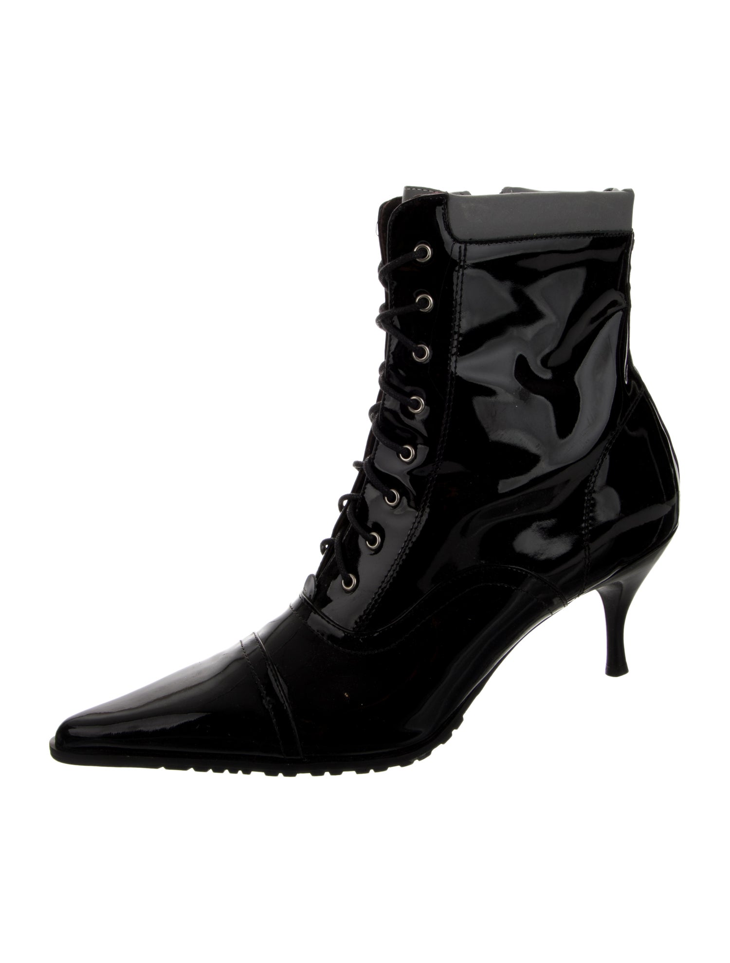 Donald Pliner Patent Leather Colorblock Pattern Lace-Up Boots