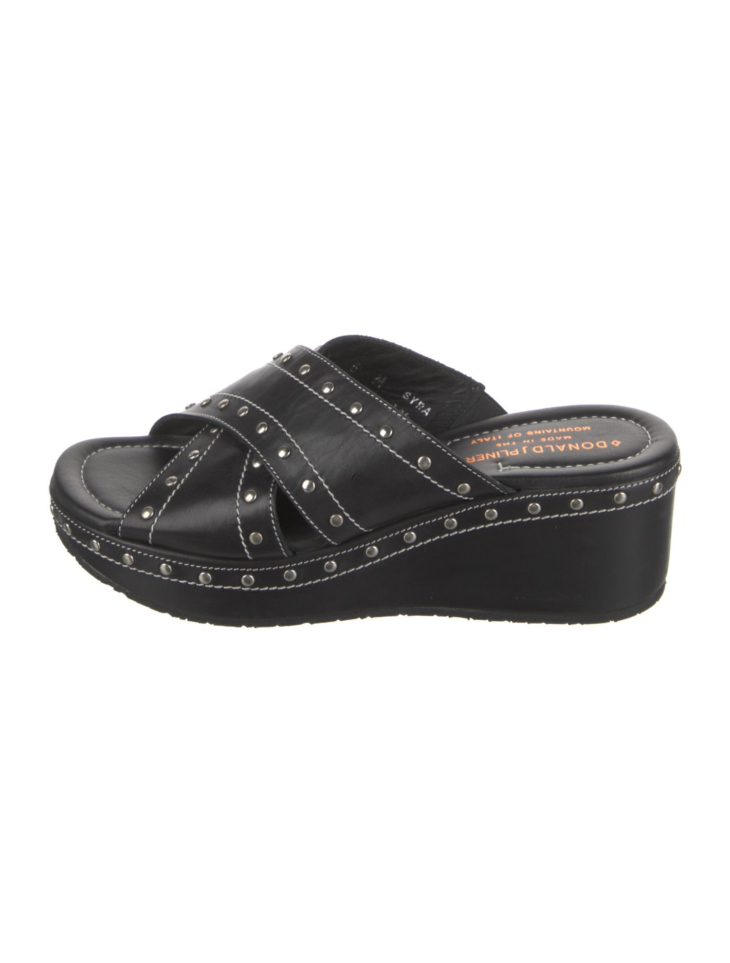 Donald Pliner Leather Studded Accents Slides