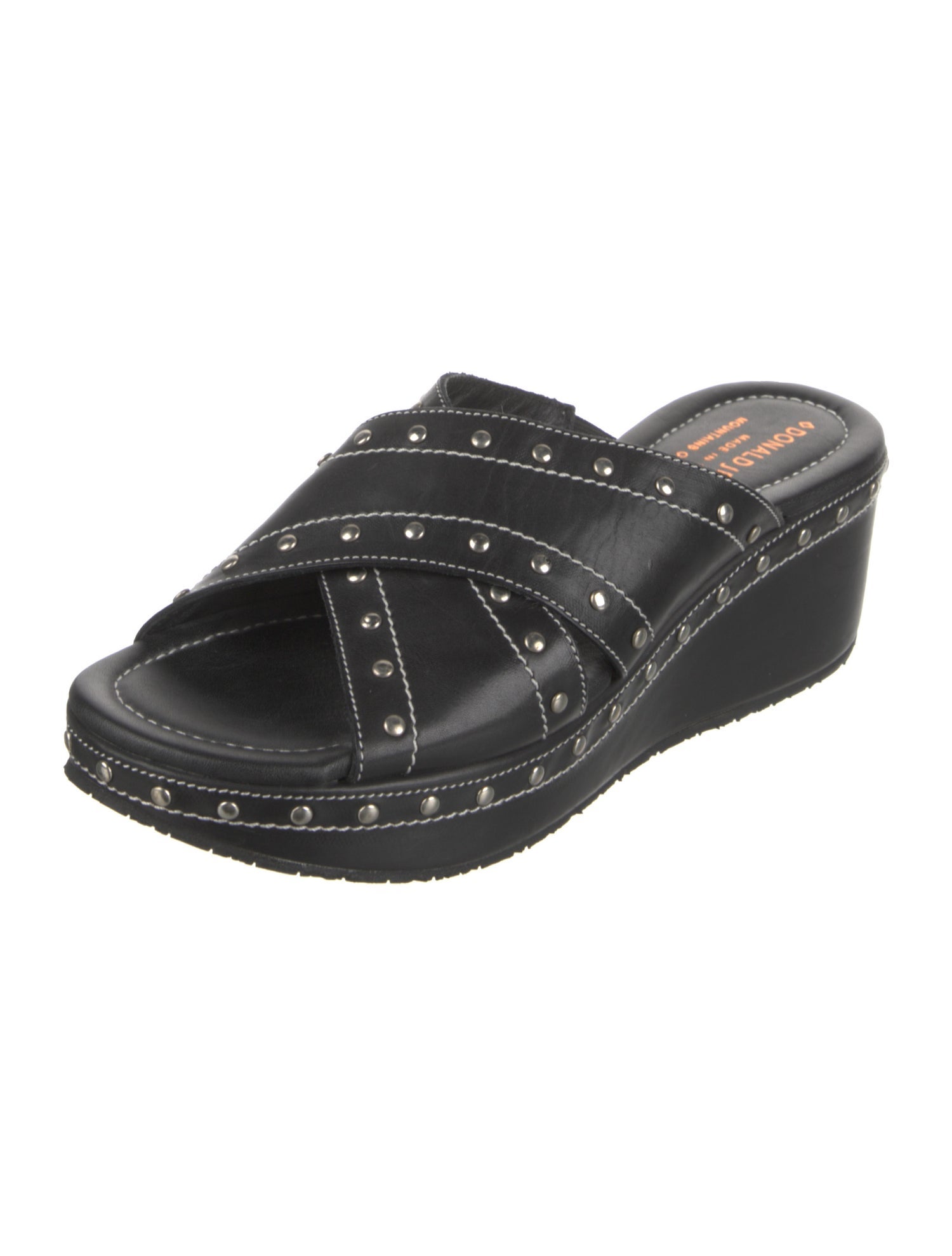 Donald Pliner Leather Studded Accents Slides