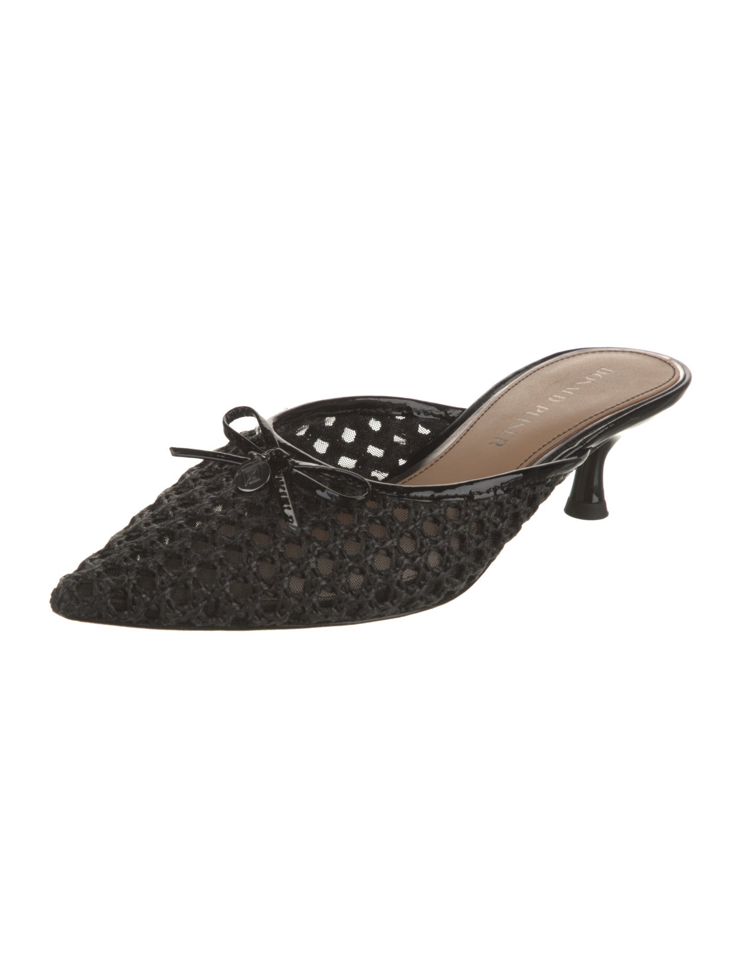 Donald Pliner Raffia Leather Trim Embellishment Slides