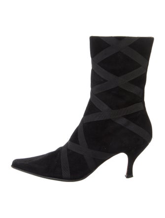 Donald Pliner Suede Grosgrain Trim Sock Boots