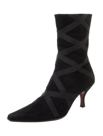 Donald Pliner Suede Grosgrain Trim Sock Boots