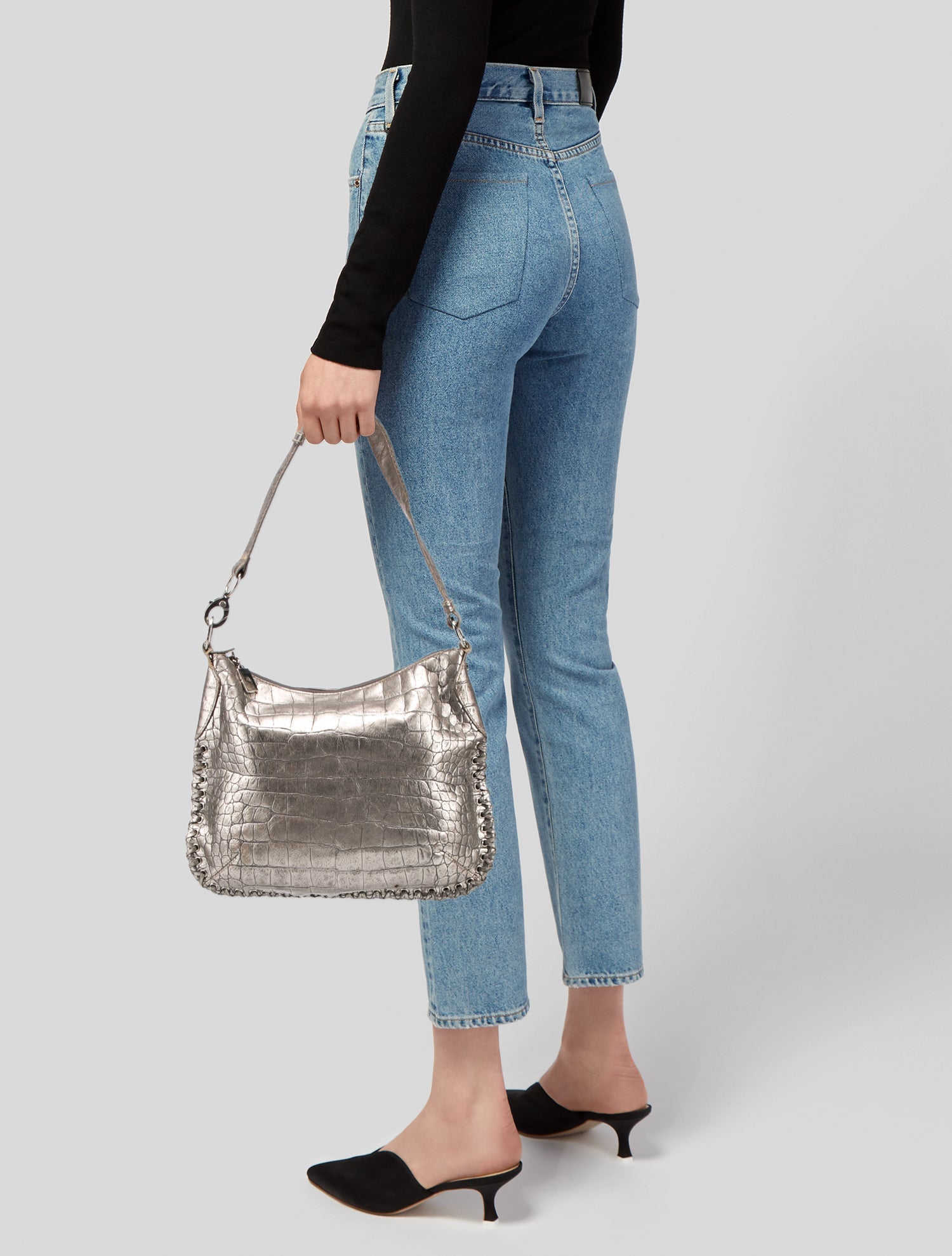 Donald Pliner Embossed Leather Shoulder Bag