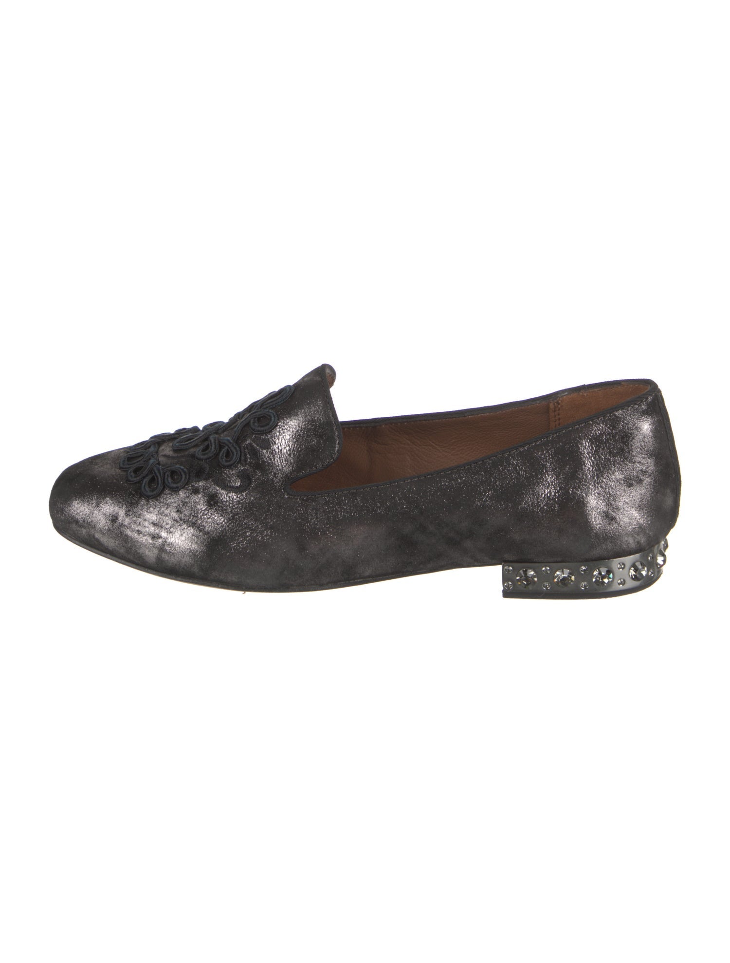Donald Pliner Suede Crystal Embellishments Loafers