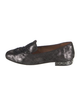Donald Pliner Suede Crystal Embellishments Loafers