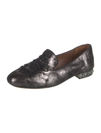 Donald Pliner Suede Crystal Embellishments Loafers