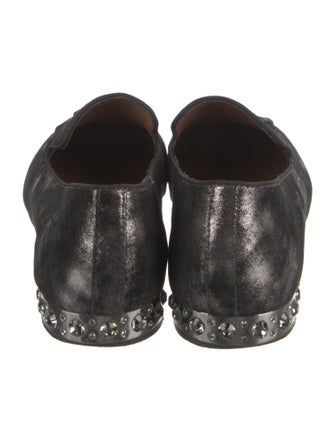 Donald Pliner Suede Crystal Embellishments Loafers