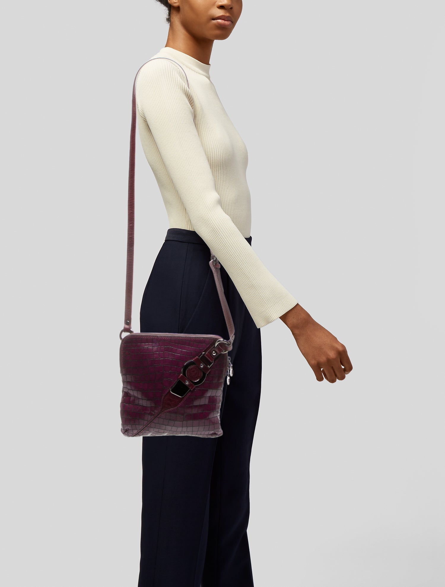 Donald Pliner Embossed Leather Shoulder Bag