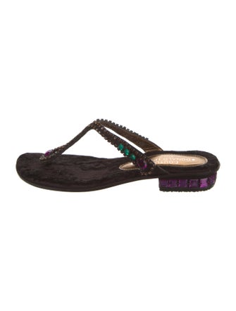 Donald Pliner Satin Printed T-Strap Sandals