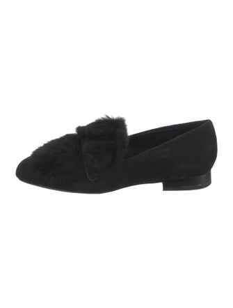 Donald Pliner Suede Fur Trim Loafers
