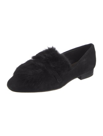 Donald Pliner Suede Fur Trim Loafers