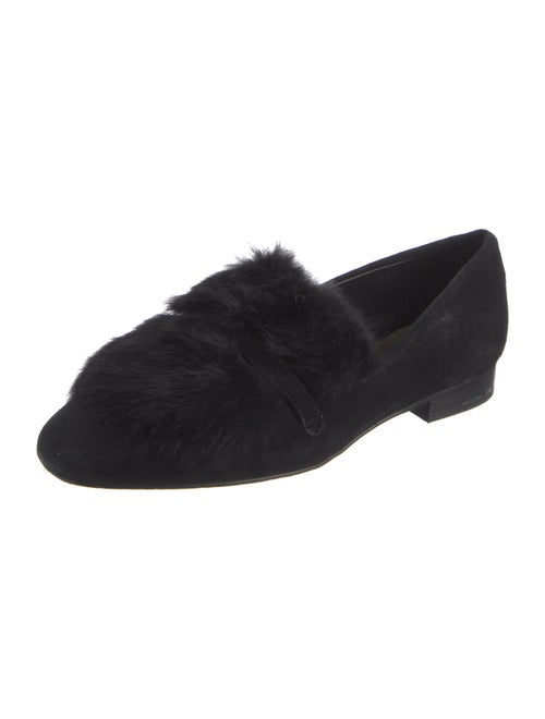 Donald Pliner Suede Fur Trim Loafers