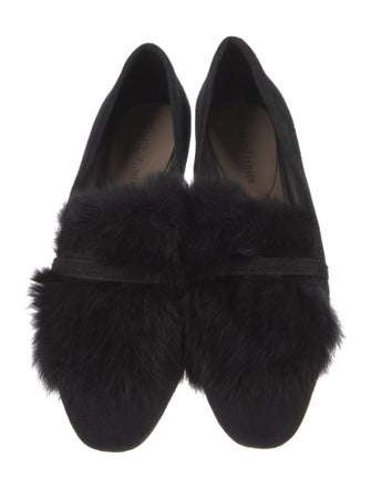 Donald Pliner Suede Fur Trim Loafers