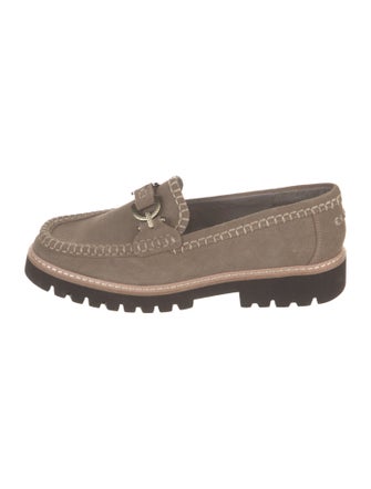 Donald Pliner Suede Chain-Link Accents Loafers