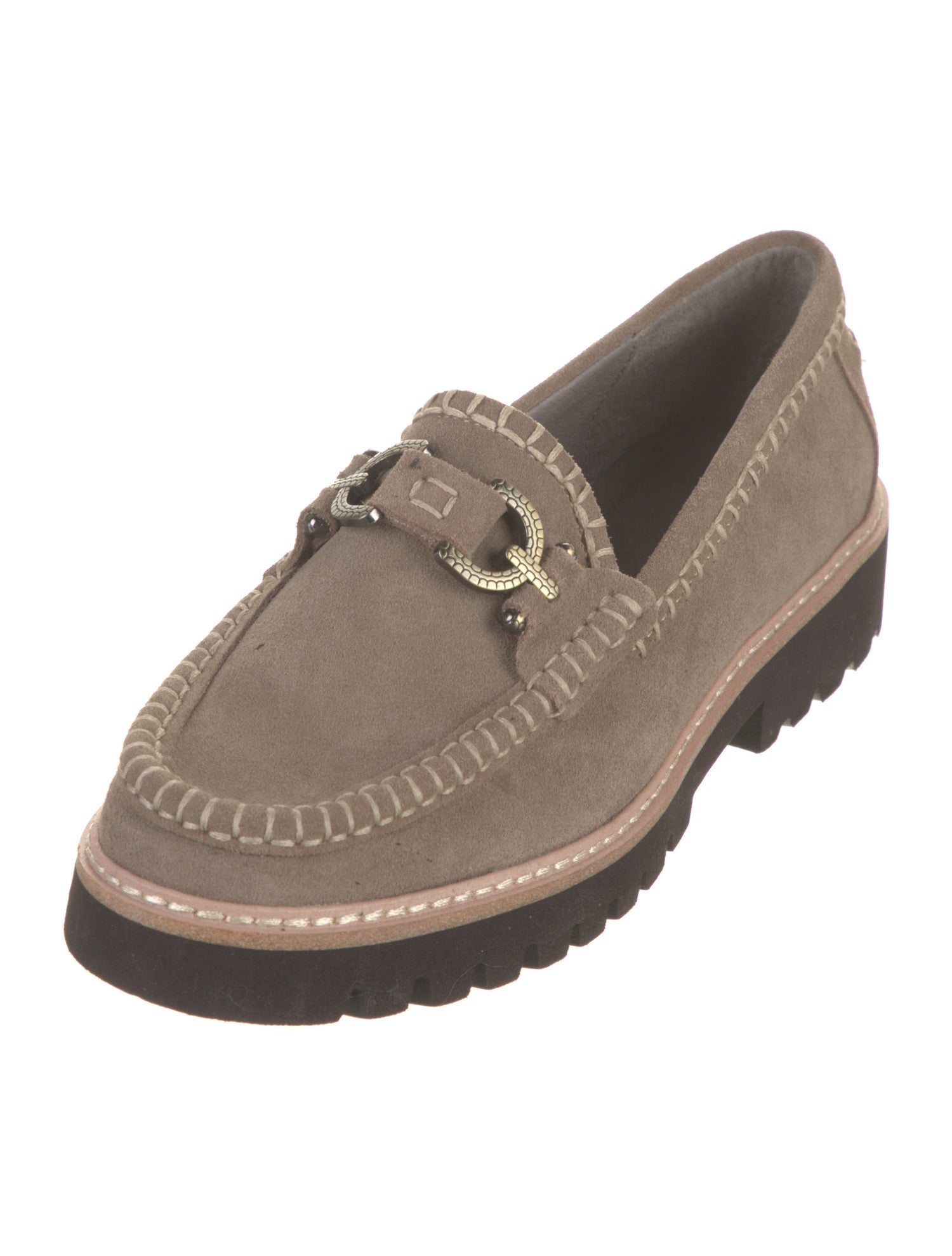 Donald Pliner Suede Chain-Link Accents Loafers