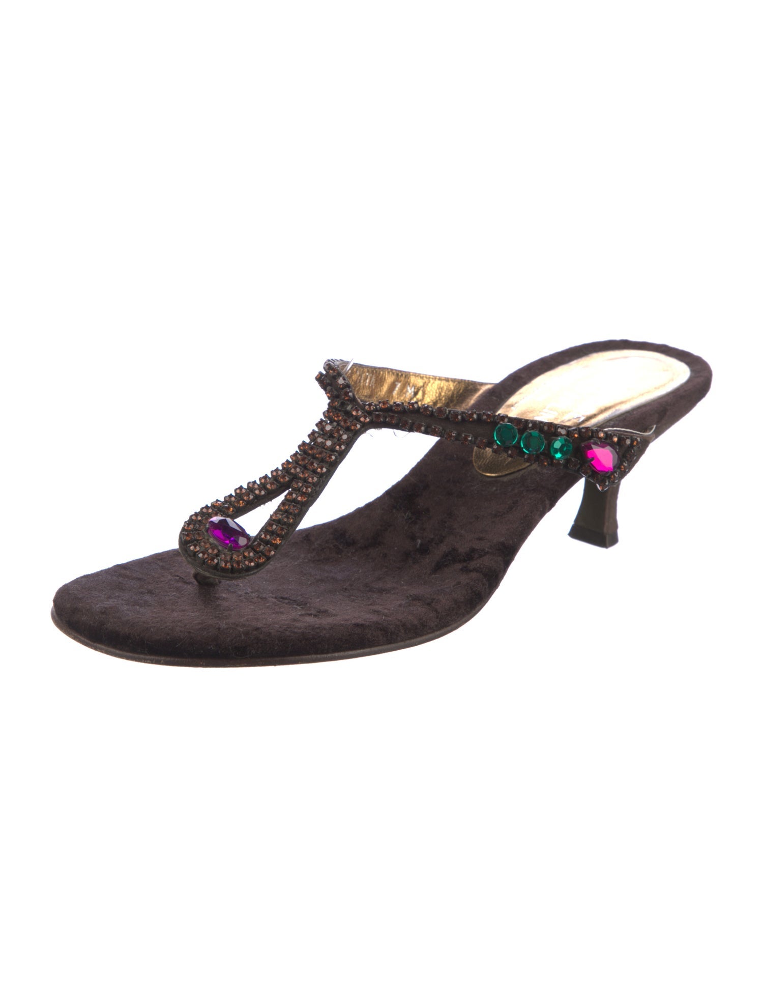 Donald Pliner Velvet T-Strap Sandals