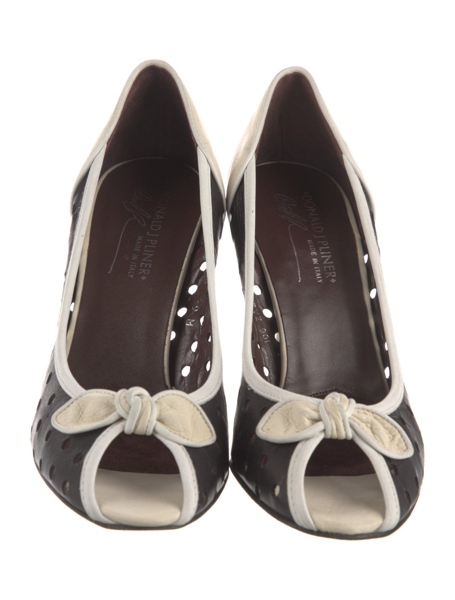 Donald Pliner Leather Colorblock Pattern Pumps