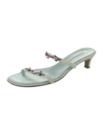 Donald Pliner Suede Crystal Embellishments Slides