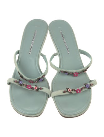 Donald Pliner Suede Crystal Embellishments Slides