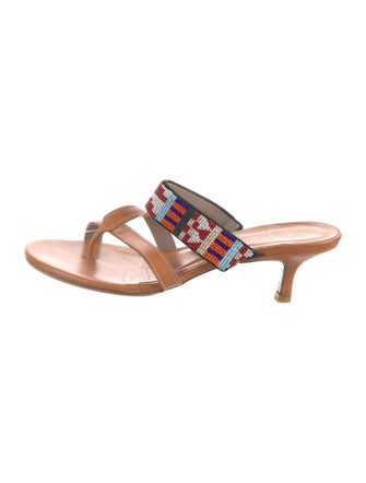 Donald Pliner Leather Beaded Accents Slides